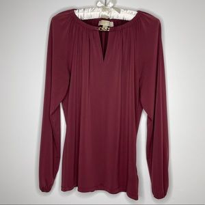 Michael Kors Maroon Chain Detail Blouse XS